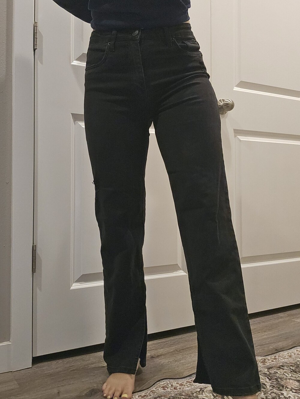 Black Ultra High Rise Straight Leg Jeans | sts blue